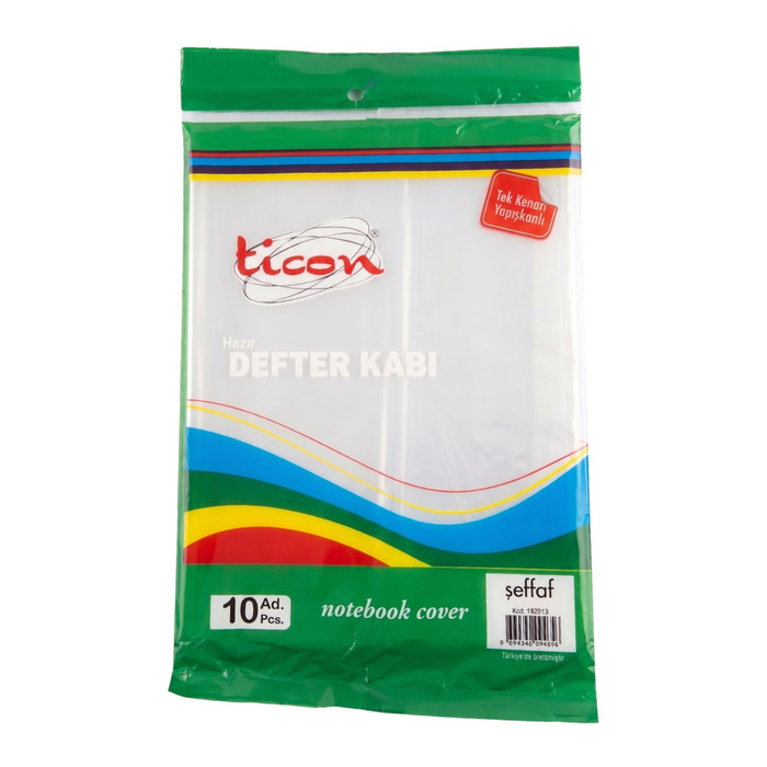 Ticon Şeffaf Hazır Defter Kabı 10'lu